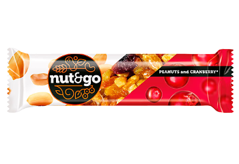 Конфета Батончик злаковый NUT&GO с арахисом и клюквой