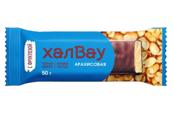 Конфета Батончик Халва арахисовая с фруктозой глазированная Халвау 50гр